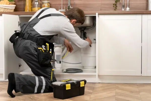 our residential plumber in summerfield is fixing a plumbing system problem